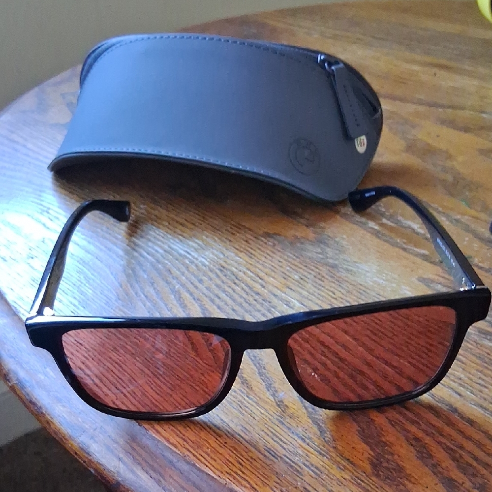 BMW Black Frame Sunglasses with Red Tint